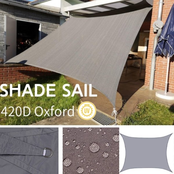Multi Size Shade Seil Vanntett Camping Markise UV-bestandig For Utendørs Patio Hage, 2*4m