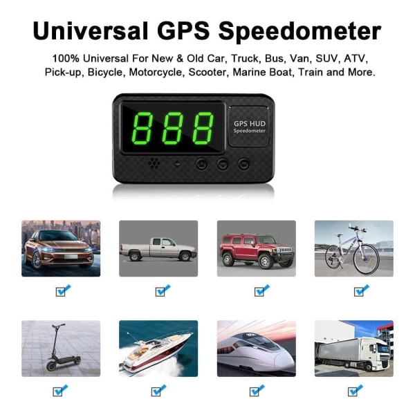 60-talet Universal Digital GPS Hastighetsmätare Bil Hud Head Up Display med MPH Speed ​​Alert Trötthetskörlarm, för alla bilar Lastbil Motorcykel ATV SUV Pick-u