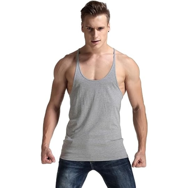 Fitness Gym Tank Top Singlet Bodybuilding Stringers Ermeløs muskelskjorte for menn (XL)