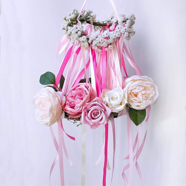 Rullar 92 M satinband bredd 2 cm -Dekoration för blommor, presenter, bröllop, fester. (Bredd 2 cm, rosa)