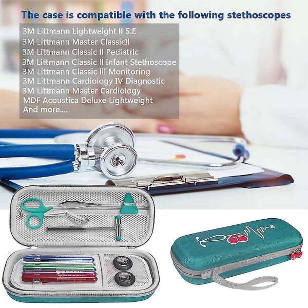 Eva case 3 metrin Littmann Classic II -valvontastetoskoopille Green