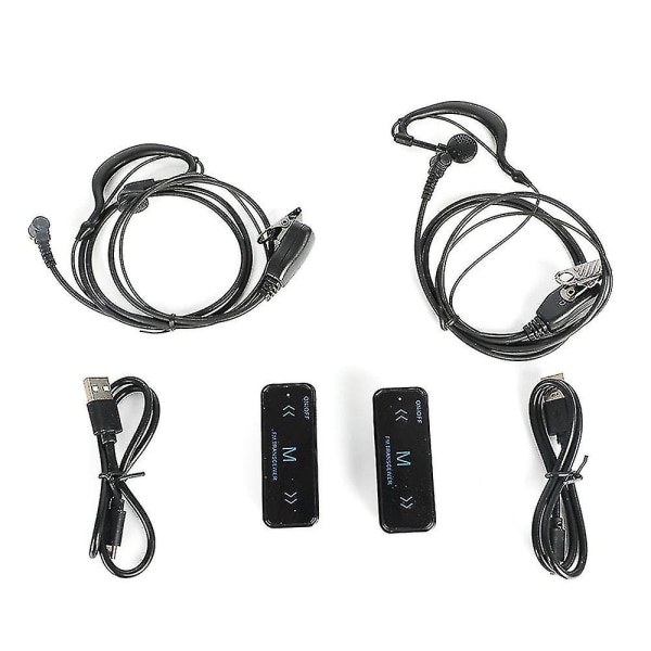 Mini Walkie Talkie 2-veis FM radiosender + 2 hodetelefoner USB-lading Black