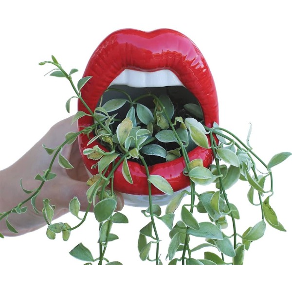 Luova keraaminen tuhkakuppi sikarituhkapidike isojen huulten muotoinen sisustus kotitoimistoon Pöytäbaari Muoti kodin koristeet (punainen)