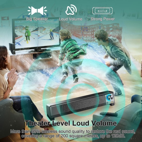 Vacetion--sada V-199 Usb kablet computerhøjttaler Soundbar Stereo Subwoofer Kraftig musikafspiller Bas Surround Sound Box 3,5 mm lydindgang til pc Lapto