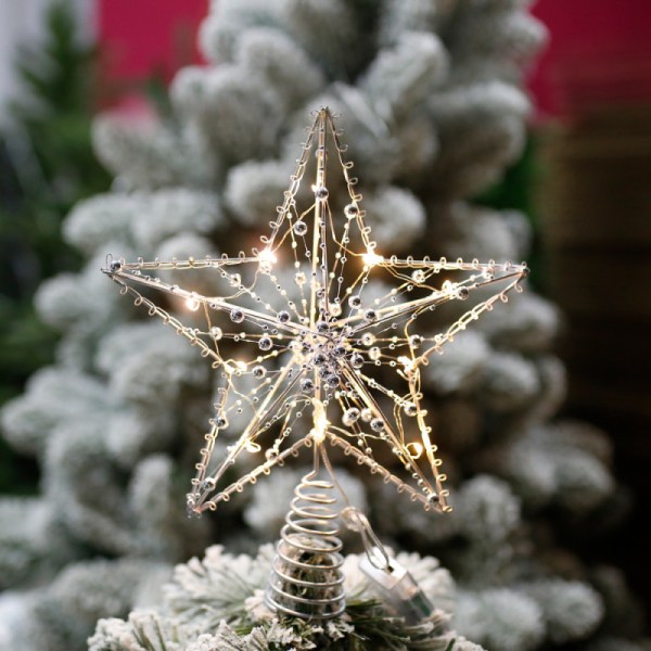 Joulukuusi Starlight Kotitalouskoristeet Valo Värivalo Valo viisi tähteä Starlight Koristetarvikkeet Yövalo (20cm hopea)