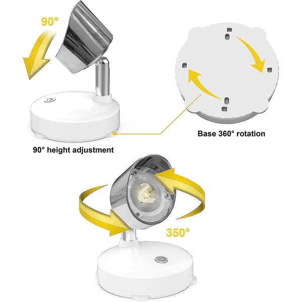 Trådlös spotlight, batteridrivna accentljus Konstlampor för målningar Mini LED-bildljus Pucklampor Vägglampa, 4000k ljus, 80 lumen (sli
