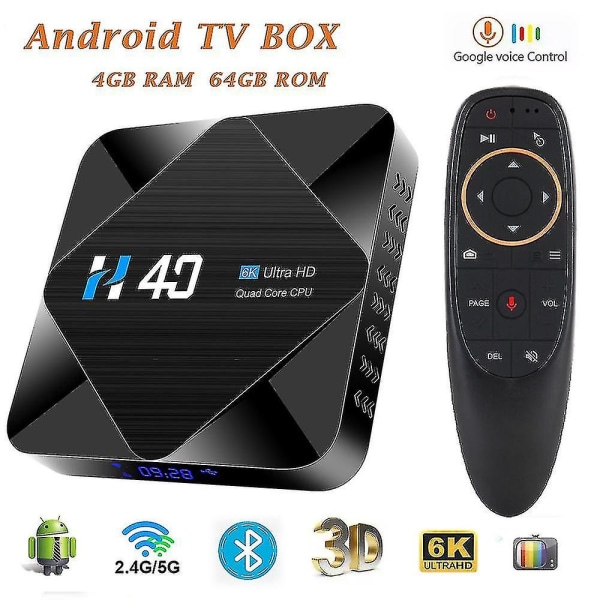 Android Tv Box Android 10 H616 Smart Tv Box Hd 4gb 32gb 64gb Bluetooth Wifi 2.4g/5g H40 Android Box Tv Media Player Set Top Box UK Plug 4GB 32GB