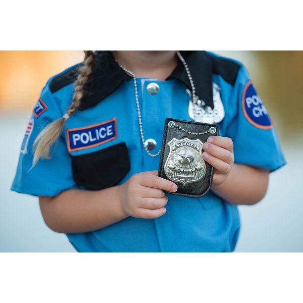 Dress Up America Police Badge for Kids - Police Dress Up Accessories - Cop Swat og FBI Policeman Badge med kjede og belteklips