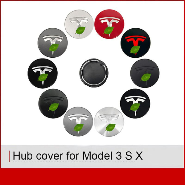 4st Hjul Center Caps För Tesla Model 3 SX Cover Snap Fit Installation Bil Modifiering Tillbehör Multi Color 2017 2022 Black logo Black