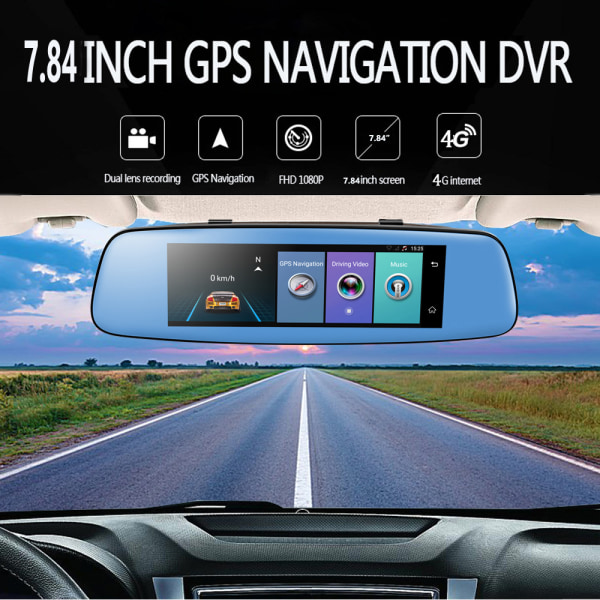 Navigasjon GPS WIFI dashcam Dobbel linse Bil dvr Touch ADAS Fjernkontroll skjerm specchietto retrovisore Android 5.1 4G 1080 P 16GB