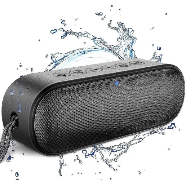 Bærbar Bluetooth-høyttaler, Ipx7 vanntett utendørs Bluetooth-høyttaler, 14w kraftig bass, 20 timers batterilevetid, svart gratis frakt