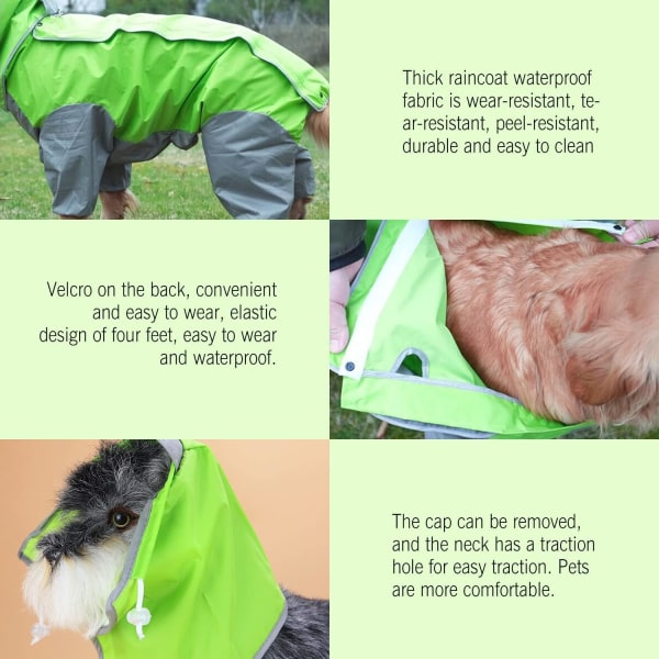 (18)Hund vattentät päls hundhuva, lätt regnjacka för husdjur Regnponcho för hund Justerbar vattentät hund till hund