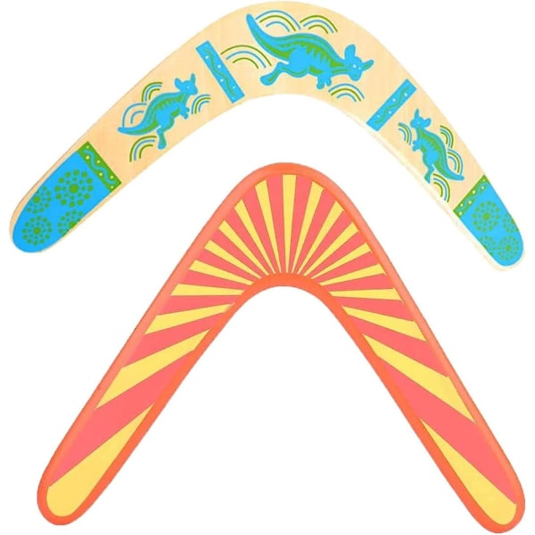 Boomerang, 2 kpl Puinen V-muotoinen bumerangi Klassinen V-muotoinen puinen bumerangi Maneuver Dart Outdoor Lentävä kiekonheittosappi lapsille Aikuisille Lelu (kaksi Sty