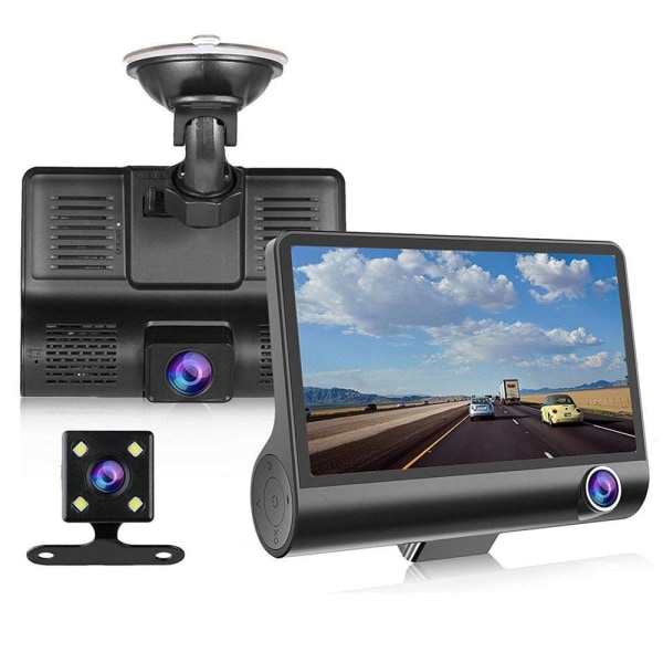 HD Night Car Dvr Dash Cam 4,0 tums videoinspelare T319 Dash Cam 3 kameralins med backkamera black 16GB