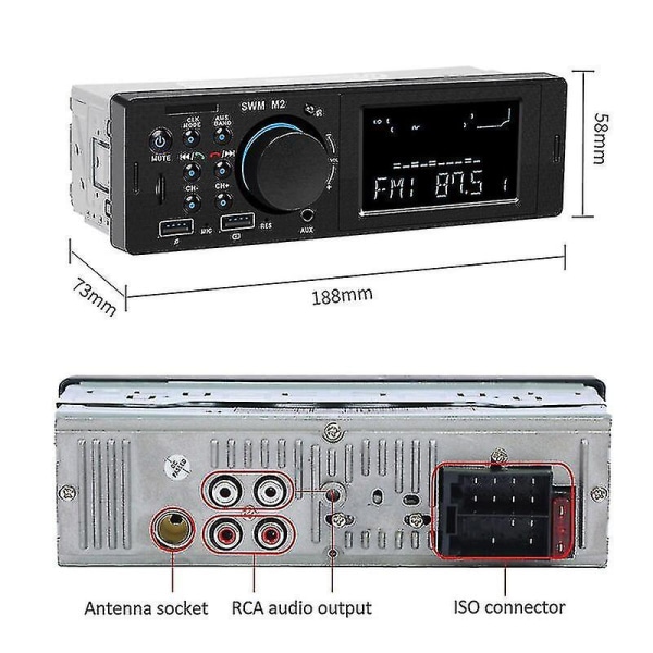 Autoradio 1 din Bluetooth stereovastaanotin MP3-soitin handsfree A2dp USB Lataus Tf 3" näyttö Näyttö Audiojärjestelmä Iso pääyksikkö Ilmainen toimitus