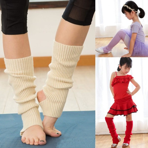 Strikkede varme knæstrømper til kvinder Pige, vinter blød elastisk mode benvarmere Lange sokker til dagligt brug Fitness Yoga Sport Fest Skole Dans L