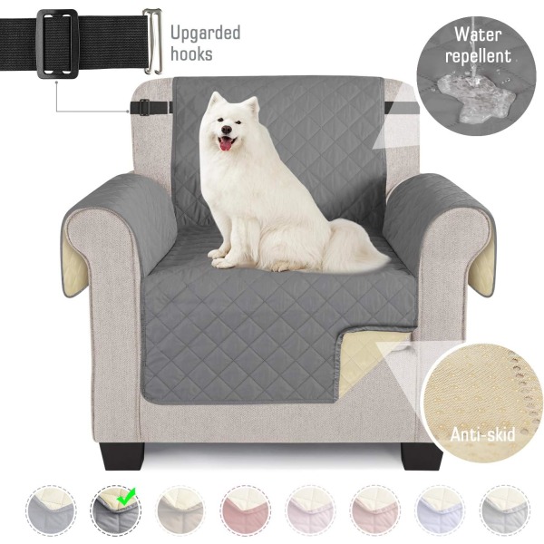 Sofföverdrag Vattentät soffa med elastiska remmar Halkfritt skum för vardagsrum Hundskydd Skydda mot husdjur (grå, 1 sits)