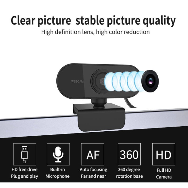 2021 Autofokus USB Laptop Webbkamera 2k Hd Streaming PC Webbkamera Full Hd 1080p webbkamera med 360 graders rotationsbas