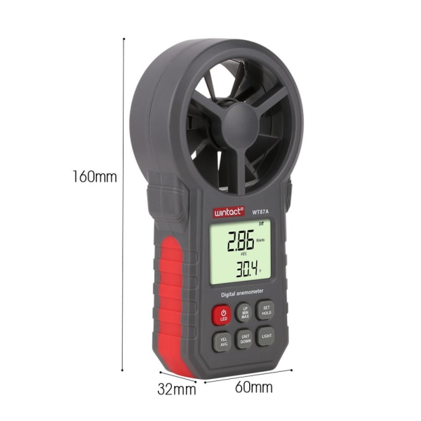 LCD Digital anemometer Termometer Vindhastighet Lufthastighet Temperaturmätning med bakgrundsbelysning