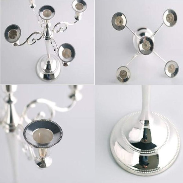 Ljusstake metallljushållare europeisk stil bröllopskandelaber kandelaber till jul Födelsedagspresent Heminredning (silver)