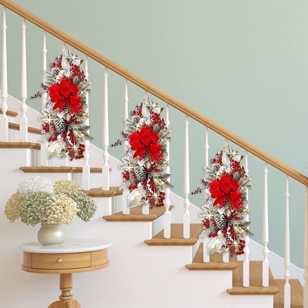 Trådløs forhåndsbelyst trapp, inngangsdør ferievegg vindu dekorasjon juledekor (blå)