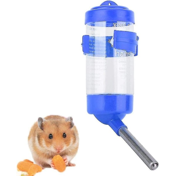 Hamstervandflaske, Chinchilla-føder, Dråbefrit med mundstykke, Lille kæledyrkanin-rejsekravlegård (blå)