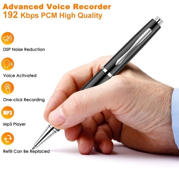 16GDital stemmeoptager pen Bærbar USB MP3-afspilning Mini-stemmeoptagelse til forelæsningsmøder, 64 GB