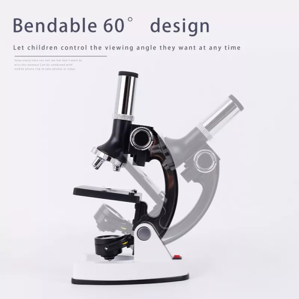 Engros mikroskopsett AKX-M1 300X 600X 1200X Monokulært leketøy for barn Biologisk skolevitenskapsmikroskop for barn black