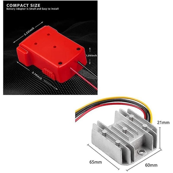 Adapter regulator til 18v Li- kilde konverter konverter til hjul Adapter 18v-12v 3a