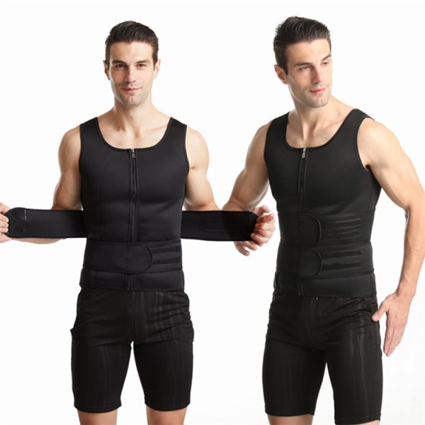 1-pakk dobbelbelte vest for menn, forsterket svettegummikorsett, treningsutstyr for magebelte (L)