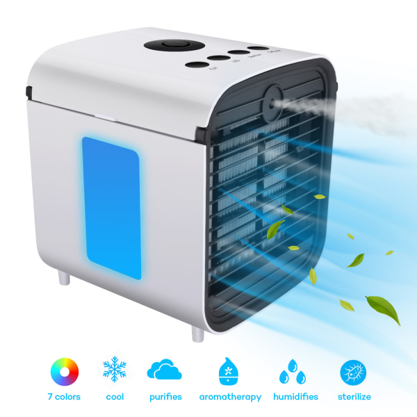 Luftkonditioneringsfläkt Mini Luftkonditioneringsfläkt Luftfuktare Spray Aroma Diffuser Blu-ray Fläkt