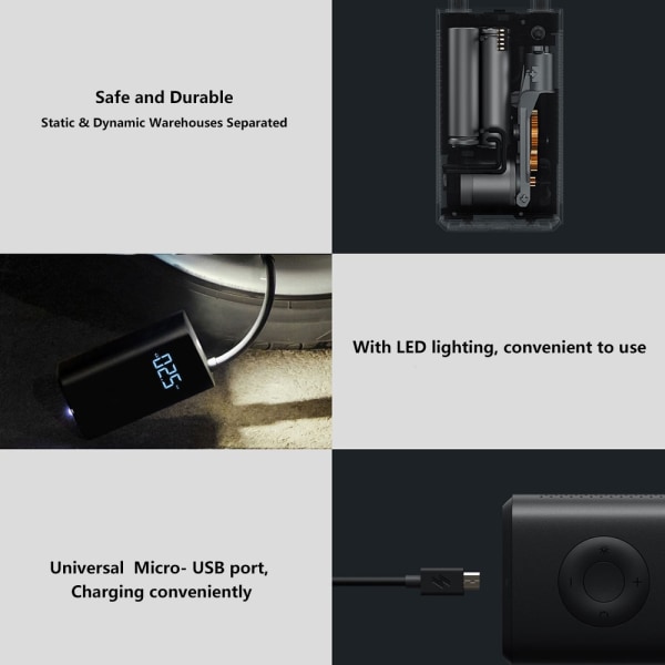 Xiaomi bärbar elpump Smart digital däcksensor Xiaomi uppblåsbar 1S bil,,
