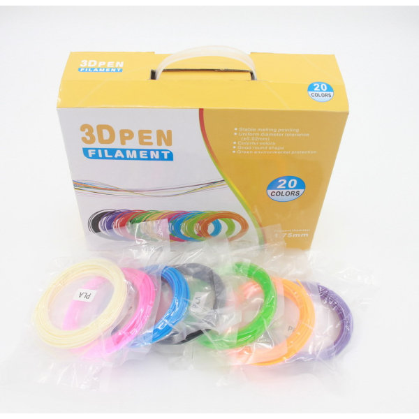 20 stykker 3D-utskriftspenne forbruksvarer Høy temperatur PLA barns lav temperatur PCL ledning 1,75 mm 5 meter (tilfeldig farge)