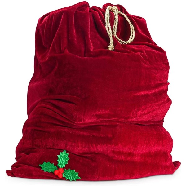 Julemanden rød gavepose 36"x27" stor træksnor til gavesæk