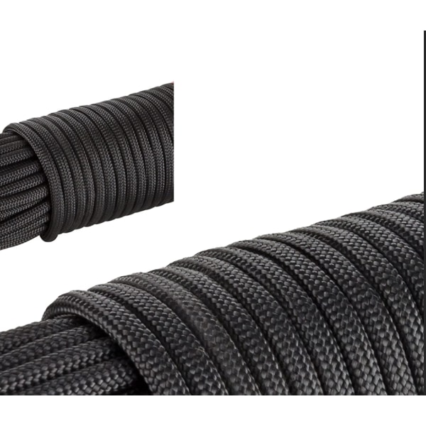 Ammattimainen köysi 31m x 4mm kestävää Nylon I Useita värejä I Paracord 550 I Musta