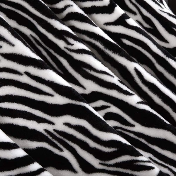 (130 x 160 cm, Zebra) Ylisuuri värikäs pehmeä fleece-peitto sohvalle, sänkyyn, tuoliin, ultrapehmeä koristepeitto