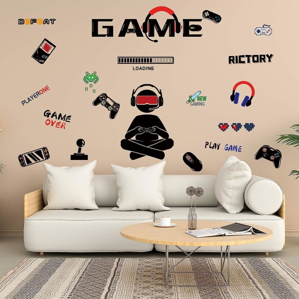 Videospillveggklistremerker - Vinyldekaler for gamergutter, lasting av veggdekor og kontrollklistremerker - Perfekt for soverom, lekerom og hjemmeinnredning