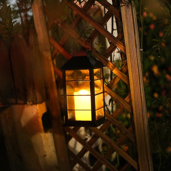 Set 2 ulkona olevaa aurinkolyhtyä puutarha aurinkolamppu Ip44 vedenpitävä vintage kevyt muovinen riippuva koristeellinen led-valaistus kynttilän valot puutarhapatiolle