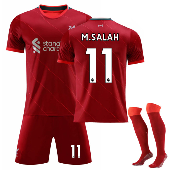 Fotbolls-VM 2022 Liverpool Hemma Röd fotbollströja för vuxna nr 11, strumpor (170-175 cm)