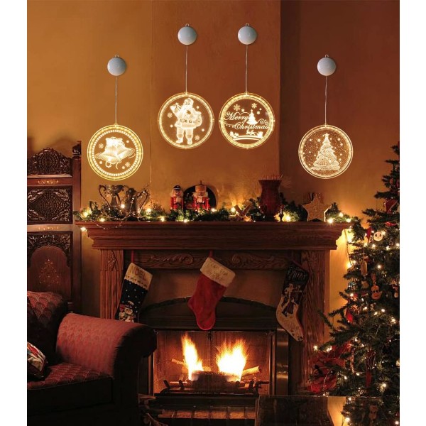 Julevinduesdekorationer Stort batteri Led julelys til vinduer Indendørs Udendørs dekorationer Hængende 3D-lys til væg Pathway Patio Bedroom