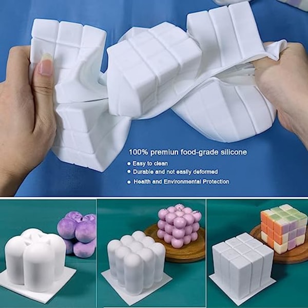 6-pack 3D gör-det-själv-silikonljusformar - Ljusframställningsform - Silikonformar för heminredning, doftljus, tvål