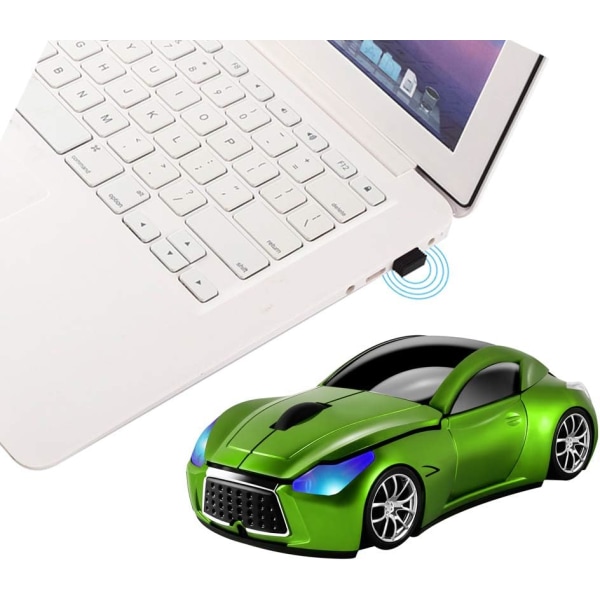 Cool Sports Car Style 2,4 GHz trådlös mus Optisk sladdlös mus med USB mottagare för PC Laptop Grön