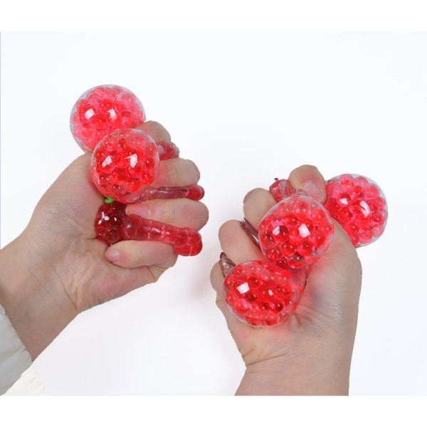 5 stk Strawberry Anti Stress fylt med perler, 36414, Rød