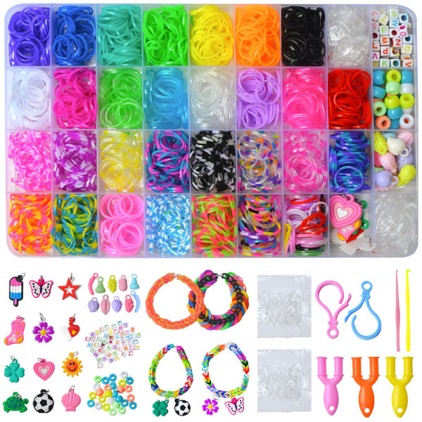 36 gittervæv gummibånd regnbuefletning gummibånd DIY pædagogisk børnelegetøj vævet armbånd