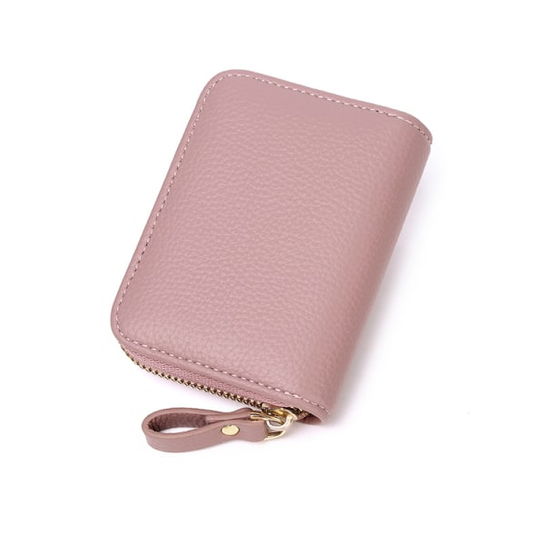 Kredittkortlommebok, Zip-kortholder for kvinner, RFID-blokkering, nøkkelring, liten størrelse (1 pakke, rosa)
