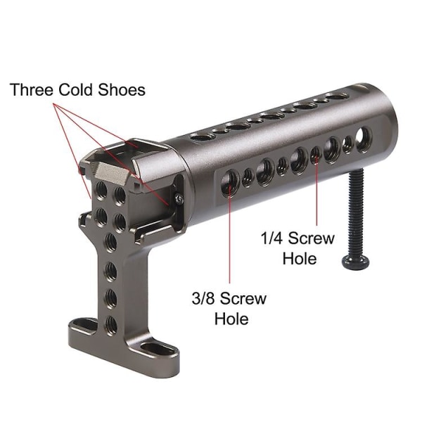Håndholdt videostabilisator tophåndtag med 3 kolde sko montering til kamerabur (bronze)