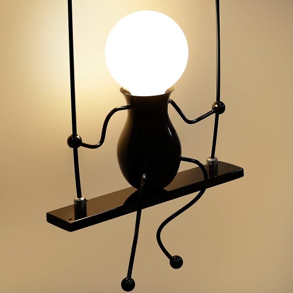 Humanoid Creative Vegglampe Moderne Vegglampe Enkelt Stearinlys Vegglamper Art Deco E27 For Barnerom, Trapper, Gang, Restaurant, Kjøkken, Swing Black
