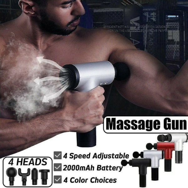 4 Massagehoveder Elektrisk Massagepistol Massagepistol Deep Tissue Muscle
