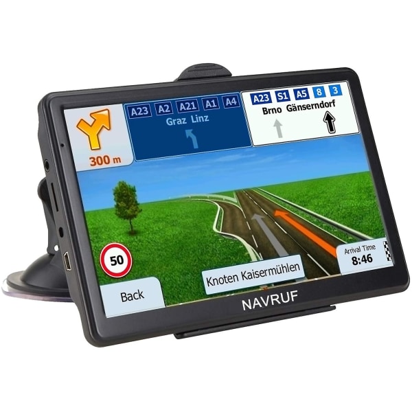 GPS-navigering för Carlatest karta Pekskärm 7-tums 8g 256m navigationssystem med röstvägledning och hastighetskameravarning, livstidsfri kartuppdatering