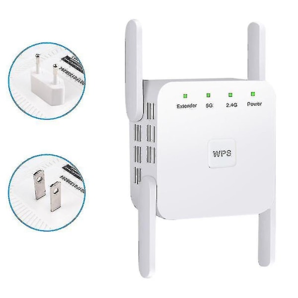 Antenn Signal Booster, 2,4 5g Dual Band Wireless Extender Repeater 1200m Wifi Booster Förstärkare (färg: vit) white